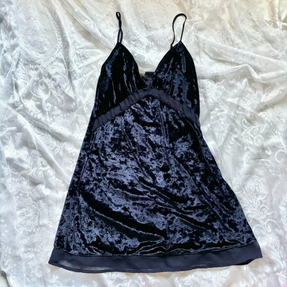 SHIMERA Velvet Midnight Blue Slip Dress - Picture 1 of 4
